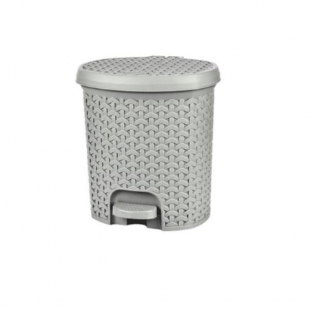 Bucatarie - COS DE GUNOI CU PEDALA, PLASTIC, IMITATIE RATAN, GRI, 21 L