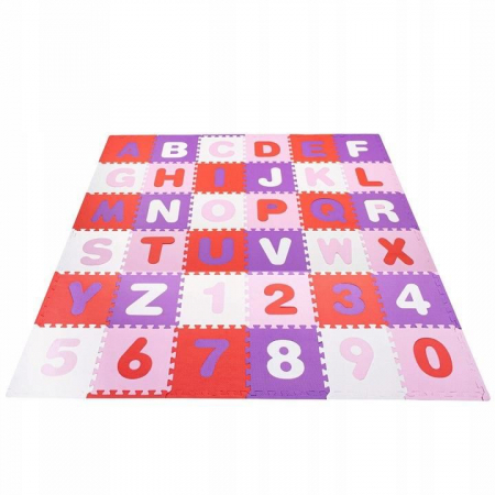 COVOR SPUMA PTR COPII, EVA ROZ CU MOV, MODEL ALFABET SI NUMERE, 172X172X1CM, SPRINGOS [6]