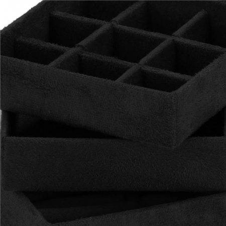 CUTIE PENTRU BIJUTERII, CATIFEA, NEGRU, 12X12X12 CM, SPRINGOS [16]
