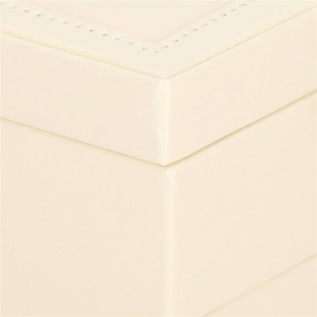 CUTIE PENTRU BIJUTERII, CATIFEA SI PIELE ECOLOGICA, CREM SI ROZ, CU OGLINDA, 16X16X11 CM, SPRINGOS [26]