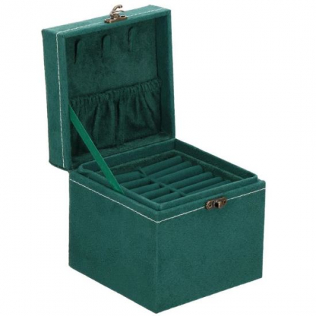 Cutii bijuterii - CUTIE PENTRU BIJUTERII, CATIFEA, VERDE, 12X12X12 CM, SPRINGOS