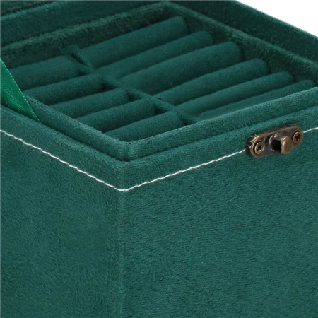 CUTIE PENTRU BIJUTERII, CATIFEA, VERDE, 12X12X12 CM, SPRINGOS [21]