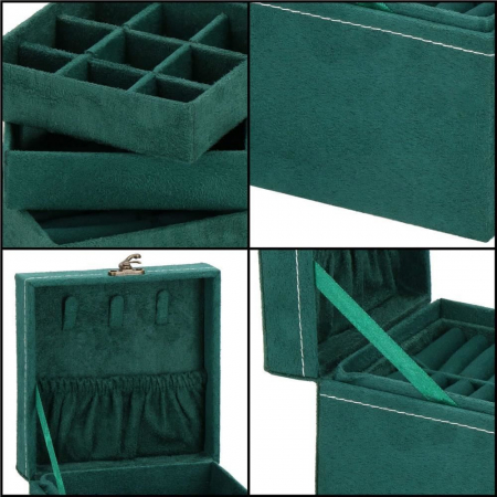 CUTIE PENTRU BIJUTERII, CATIFEA, VERDE, 12X12X12 CM, SPRINGOS [25]