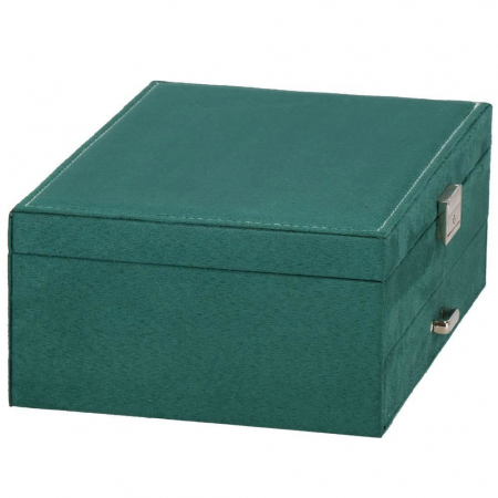 CUTIE PENTRU BIJUTERII, CATIFEA, VERDE, 27X19X10.5 CM, SPRINGOS [19]
