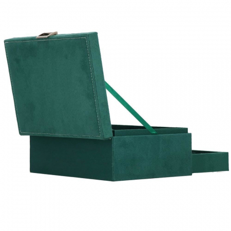 CUTIE PENTRU BIJUTERII, CATIFEA, VERDE, 27X19X10.5 CM, SPRINGOS [16]