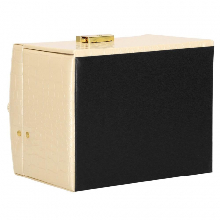 CUTIE PENTRU BIJUTERII, MDF, PIELE ECOLOGICA SI CATIFEA, CREM SI ROZ, CU OGLINDA, 17.5X14X12.5 CM, SPRINGOS [14]