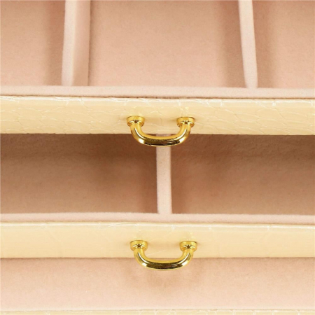 CUTIE PENTRU BIJUTERII, MDF, PIELE ECOLOGICA SI CATIFEA, CREM SI ROZ, CU OGLINDA, 17.5X14X12.5 CM, SPRINGOS [24]
