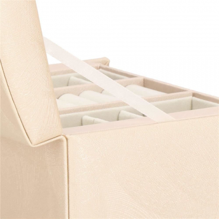 CUTIE PENTRU BIJUTERII, MDF SI PIELE, CREM, CU OGLINDA, 18X14X13.5 CM, SPRINGOS [24]