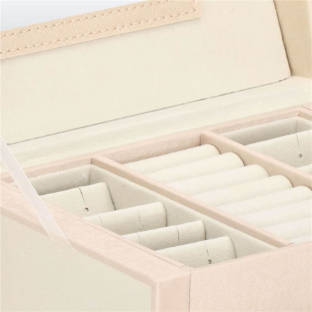 CUTIE PENTRU BIJUTERII, MDF SI PIELE, CREM, CU OGLINDA, 18X14X13.5 CM, SPRINGOS [16]