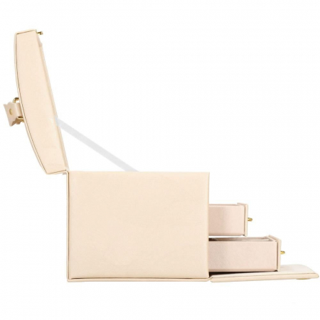 CUTIE PENTRU BIJUTERII, MDF SI PIELE, CREM, CU OGLINDA, 18X14X13.5 CM, SPRINGOS [13]