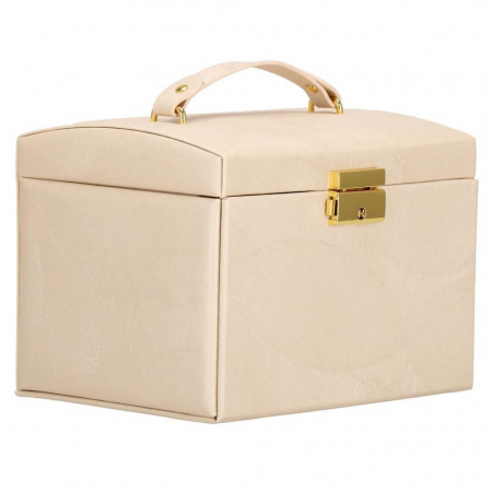 CUTIE PENTRU BIJUTERII, MDF SI PIELE, CREM, CU OGLINDA, 18X14X13.5 CM, SPRINGOS [10]