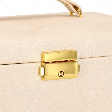CUTIE PENTRU BIJUTERII, MDF SI PIELE, CREM, CU OGLINDA, 18X14X13.5 CM, SPRINGOS [21]