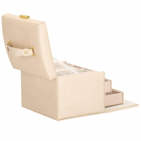 CUTIE PENTRU BIJUTERII, MDF SI PIELE, CREM, CU OGLINDA, 18X14X13.5 CM, SPRINGOS [23]