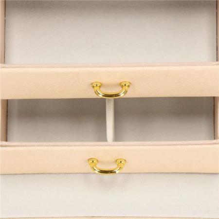 CUTIE PENTRU BIJUTERII, MDF SI PIELE, CREM, CU OGLINDA, 18X14X13.5 CM, SPRINGOS [19]