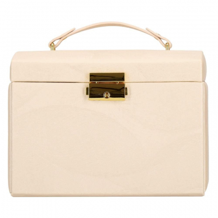 CUTIE PENTRU BIJUTERII, MDF SI PIELE, CREM, CU OGLINDA, 18X14X13.5 CM, SPRINGOS [11]