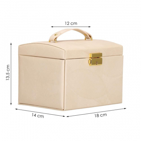 CUTIE PENTRU BIJUTERII, MDF SI PIELE, CREM, CU OGLINDA, 18X14X13.5 CM, SPRINGOS [1]