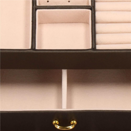 CUTIE PENTRU BIJUTERII, MDF SI PIELE, MARO INCHIS SI ROZ, CU OGLINDA, 17.5X14X12.5 CM, SPRINGOS [14]