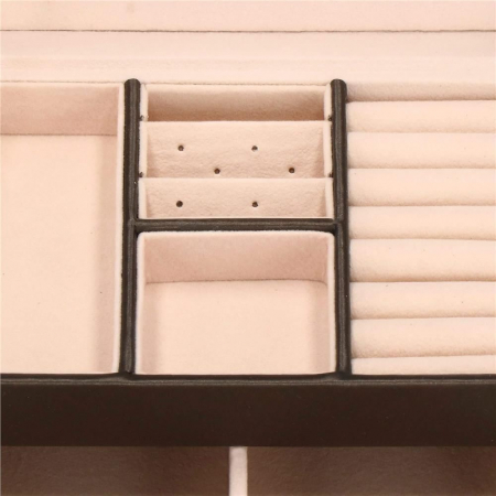 CUTIE PENTRU BIJUTERII, MDF SI PIELE, MARO INCHIS SI ROZ, CU OGLINDA, 17.5X14X12.5 CM, SPRINGOS [15]