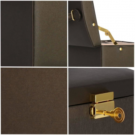 CUTIE PENTRU BIJUTERII, MDF SI PIELE, MARO INCHIS SI ROZ, CU OGLINDA, 17.5X14X12.5 CM, SPRINGOS [2]