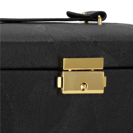 CUTIE PENTRU BIJUTERII, MDF SI PIELE, NEGRU SI CREM, CU OGLINDA, 18X14X13.5 CM, SPRINGOS [21]