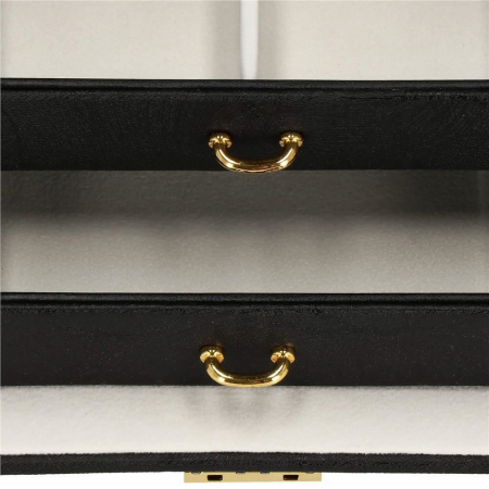 CUTIE PENTRU BIJUTERII, MDF SI PIELE, NEGRU SI CREM, CU OGLINDA, 18X14X13.5 CM, SPRINGOS [5]