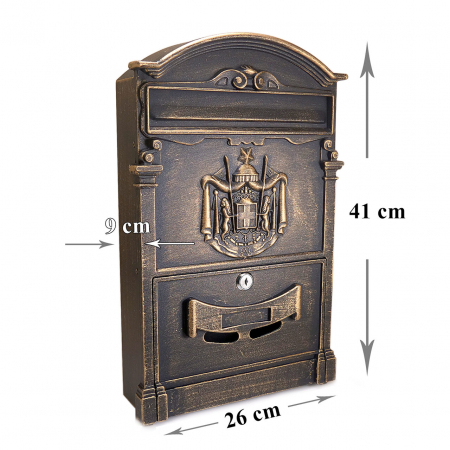 CUTIE POSTALA, ALUMINIU, BRONZ ANTIC, 25.5X9X41 CM [3]