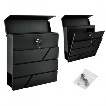 CUTIE POSTALA CU LOC PENTRU ZIAR, OTEL GALVANIZAT, ANTRACIT, 37X10X36.7 CM, MALATEC [12]