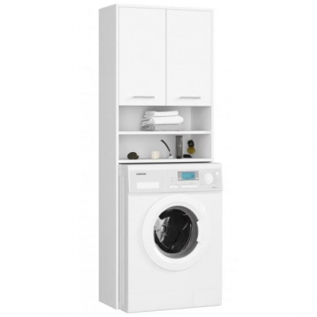 Dulap baie - DULAP BAIE CU LOC PENTRU MASINA DE SPALAT, PLACA LAMINATA, 4 RAFTURI, 2 USI, ALB, 64X30X180 CM