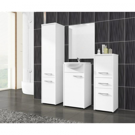 DULAP BAIE, PLACA LAMINATA, 5 RAFTURI, 2 USI, ALB, 30X30X140 CM [3]