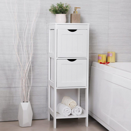 DULAP BAIE, VASAGLE, PLACA MDF, 1 RAFT, 2 SERTARE, ALB, 30X30X89 CM [1]