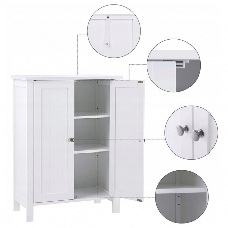 DULAP BAIE, VASAGLE, PLACA MDF, 2 RAFTURI, 2 USI, ALB, 60X30X80 CM [3]