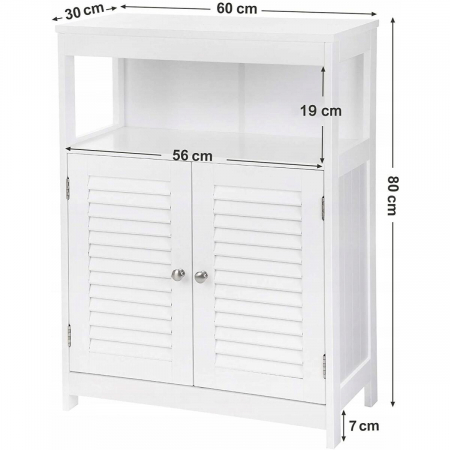 DULAP BAIE, VASAGLE, PLACA MDF, 3 RAFTURI, 2 USI, ALB, 60X30X80 CM [3]