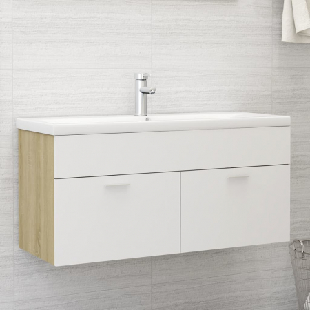 Baie - DULAP CU CHIUVETA INCORPORATA, ALB SI SONOMA, 100 X 38.5 X 46 CM