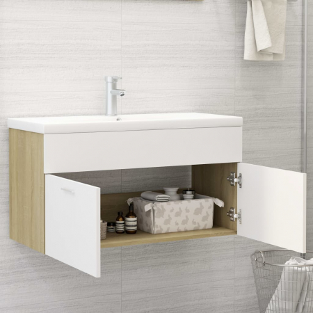 DULAP CU CHIUVETA INCORPORATA, ALB SI SONOMA, 90 X 38.5 X 46 CM [2]