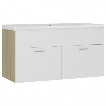 DULAP CU CHIUVETA INCORPORATA, ALB SI SONOMA, 90 X 38.5 X 46 CM [1]