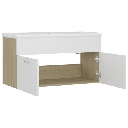 DULAP CU CHIUVETA INCORPORATA, ALB SI SONOMA, 90 X 38.5 X 46 CM [5]