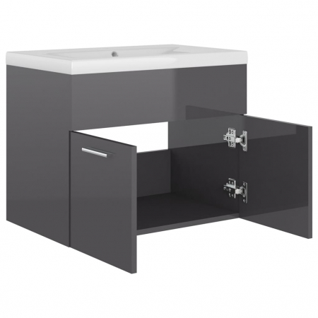 DULAP CU CHIUVETA INCORPORATA, GRI LUCIOS, 60 X 38.5 X 46 CM [4]