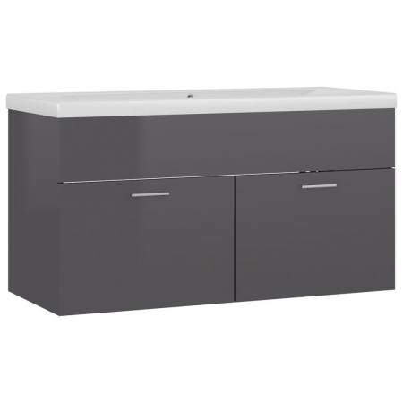 DULAP CU CHIUVETA INCORPORATA, GRI LUCIOS, 90 X 38.5 X 46 CM [1]