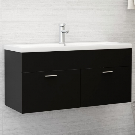 Baie - DULAP CU CHIUVETA INCORPORATA, NEGRU, 100 X 38.5 X 46 CM