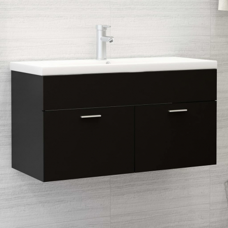 Baie - DULAP CU CHIUVETA INCORPORATA, NEGRU, 90 X 38.5 X 46 CM