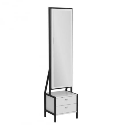 Living - DULAP CU OGLINDA PENTRU BIJUTERII, PAL MELAMINAT, 4 RAFTURI, 2 SERTARE, ALB, 41X35X170 CM, MOVING MIRROR, MINAR