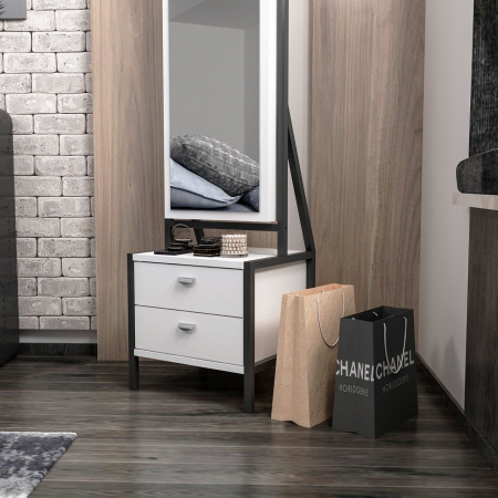 DULAP CU OGLINDA PENTRU BIJUTERII, PAL MELAMINAT, 4 RAFTURI, 2 SERTARE, ALB, 41X35X170 CM, MOVING MIRROR, MINAR [5]