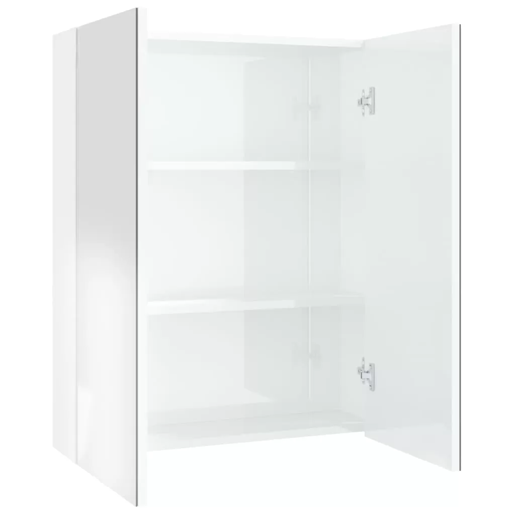 DULAP DE BAIE CU OGLINDA, ALB STRĂLUCITOR [1]