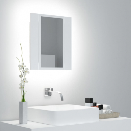 Baie - DULAP DE BAIE CU OGLINDA & LED, ALB