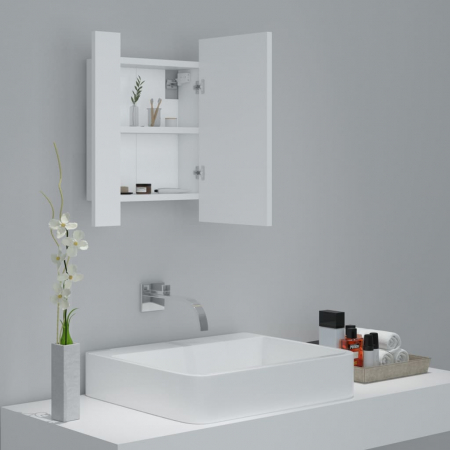 DULAP DE BAIE CU OGLINDA & LED, ALB [5]