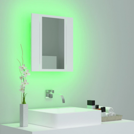DULAP DE BAIE CU OGLINDA & LED, ALB [3]
