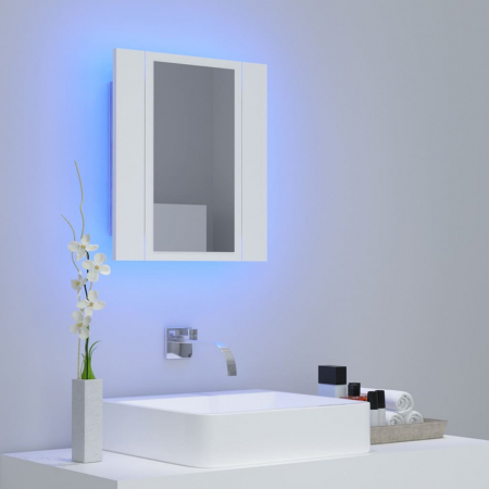 DULAP DE BAIE CU OGLINDA & LED, ALB [2]