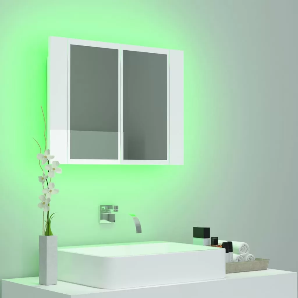DULAP DE BAIE CU OGLINDA/LED, ALB LUCIOS [4]