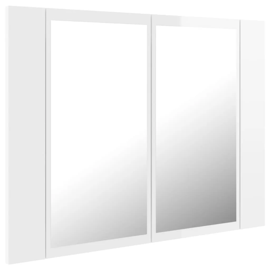 DULAP DE BAIE CU OGLINDA/LED, ALB LUCIOS [7]