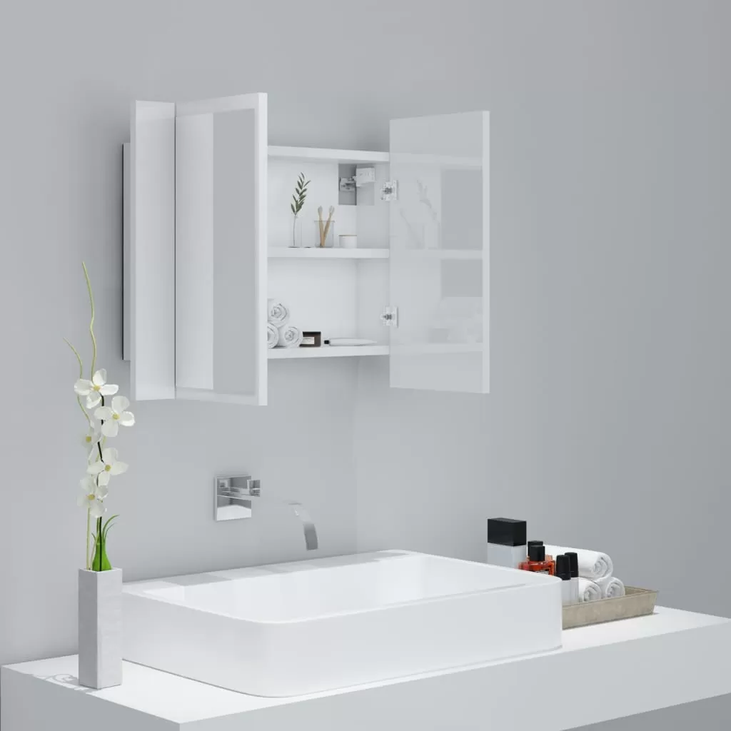 DULAP DE BAIE CU OGLINDA/LED, ALB LUCIOS [5]